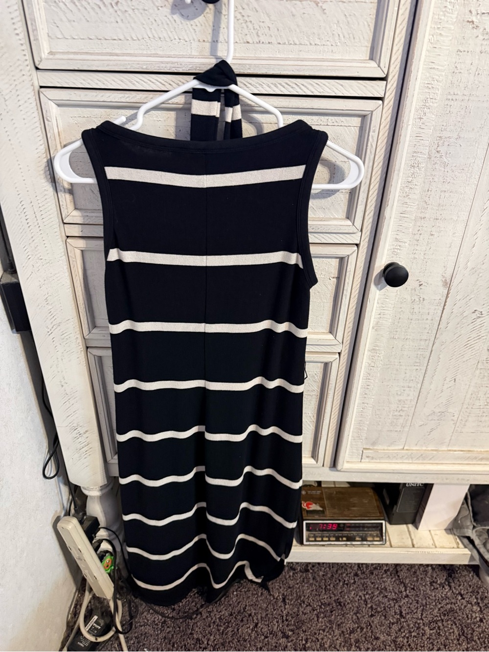 GAP Black and White Striped Sleeveless Maxi Dress